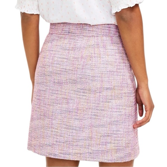 ANN TAYLOR LOFT‎ Women's Pink Petite Tweed Pocket Shift Skirt Size 8 - Picture 2 of 11